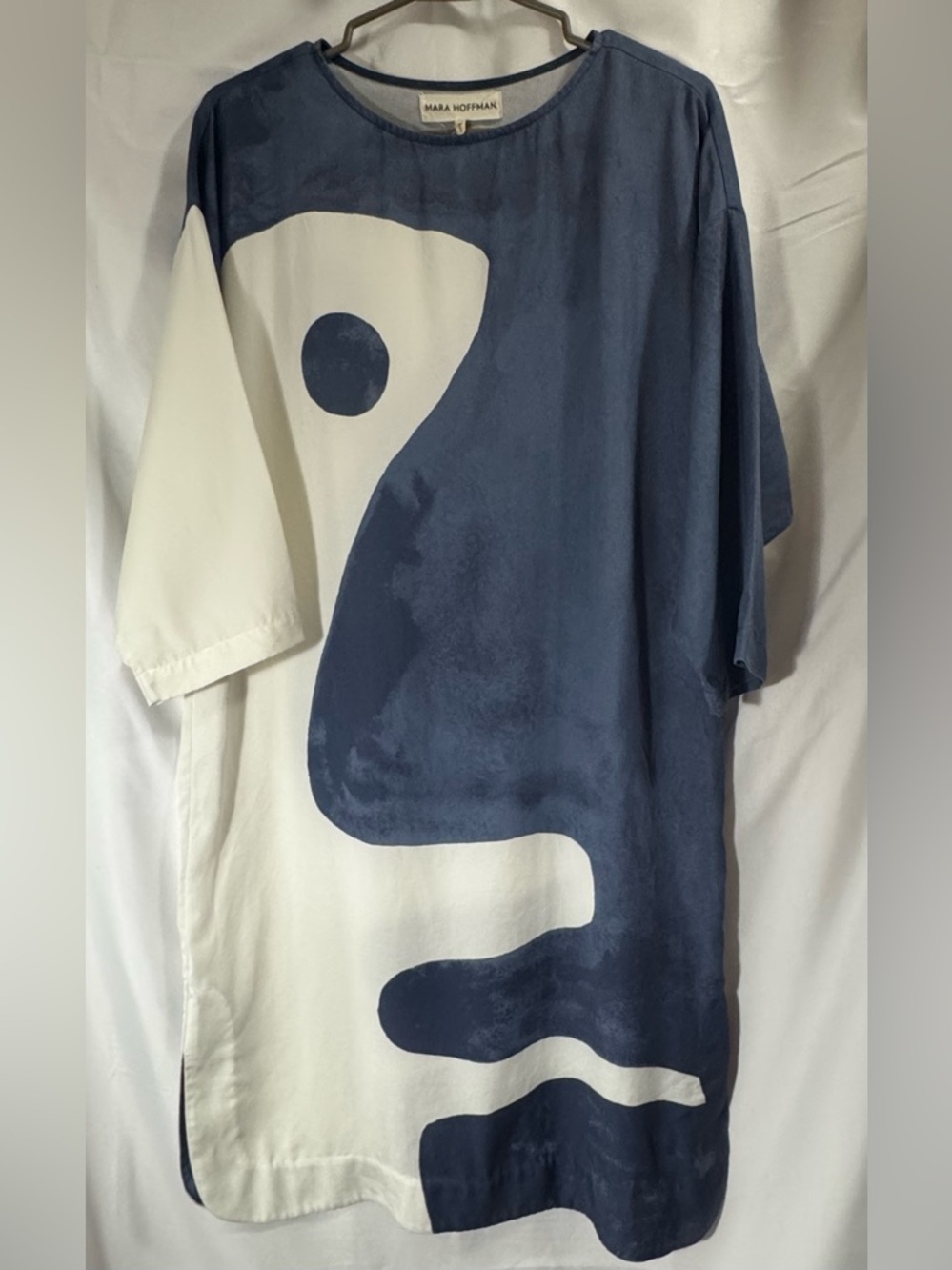 Mara Hoffman Wilma Midi Dress 100% Tencel Abstract Navy White  Sustainable - Picture 6 of 11